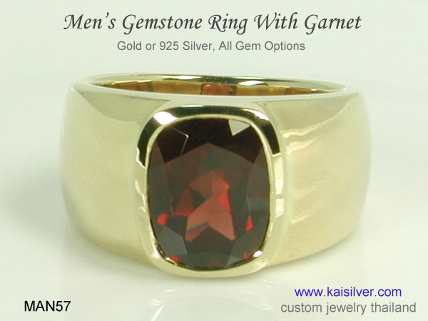 men's garnet ring gold or silver