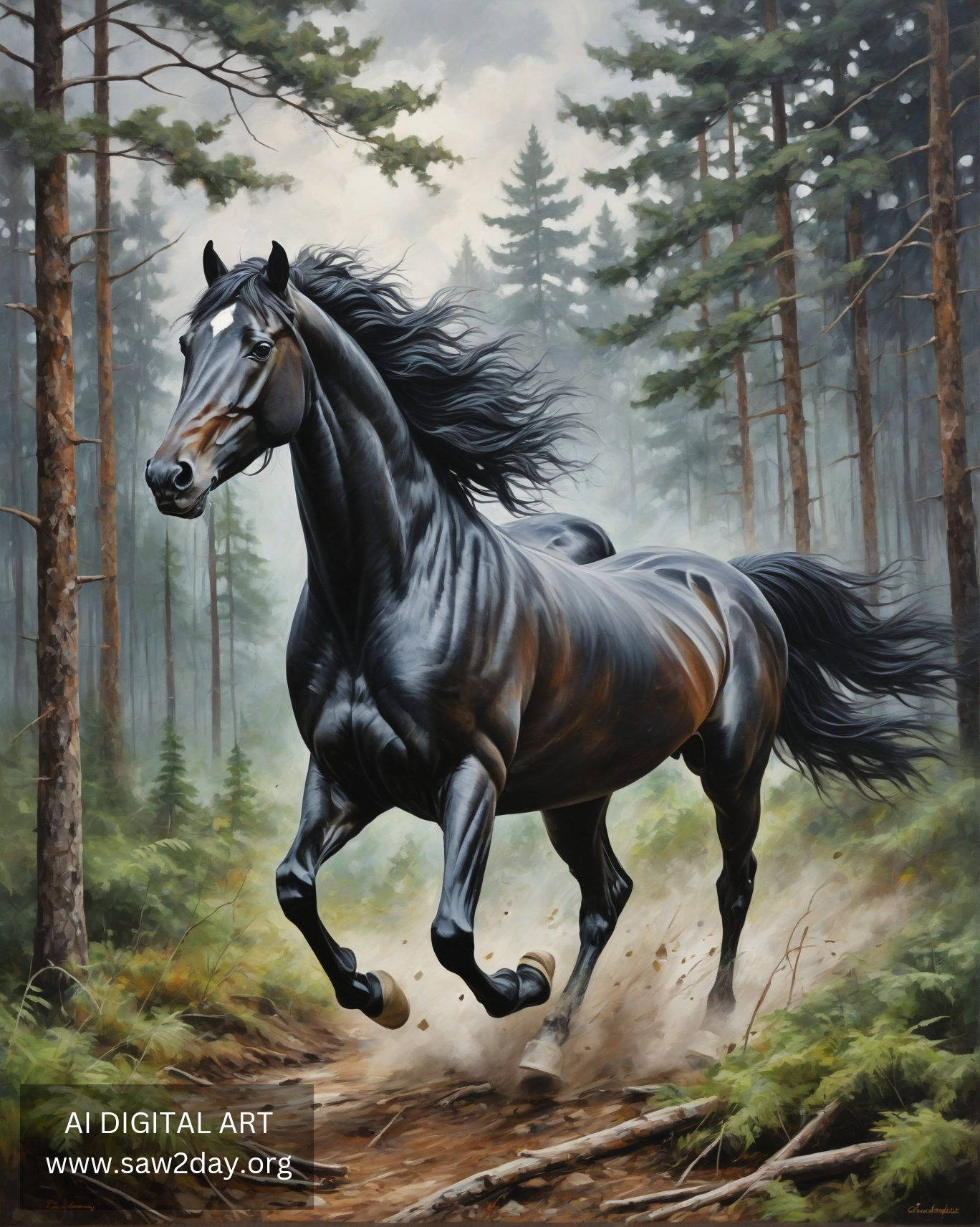 horse running art artificial intelligence