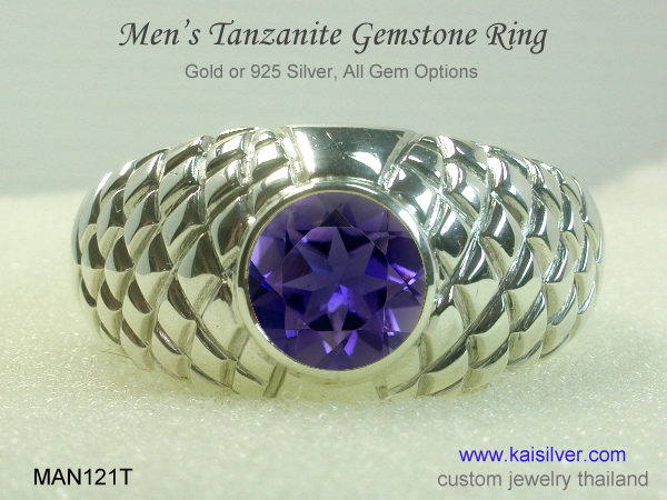 tanzanite silver ring for men