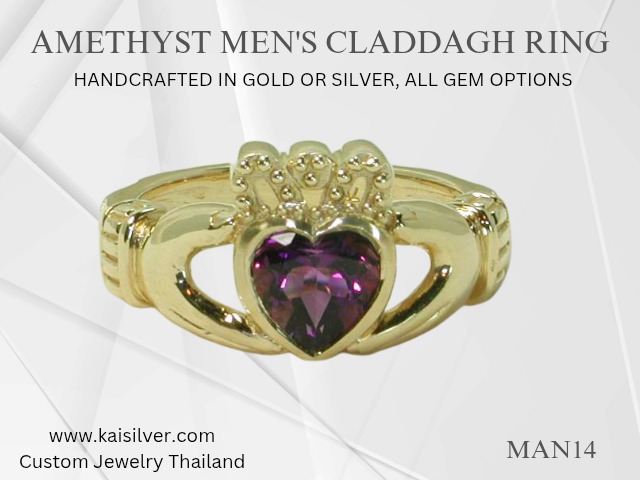 men's amethyst ring claddagh