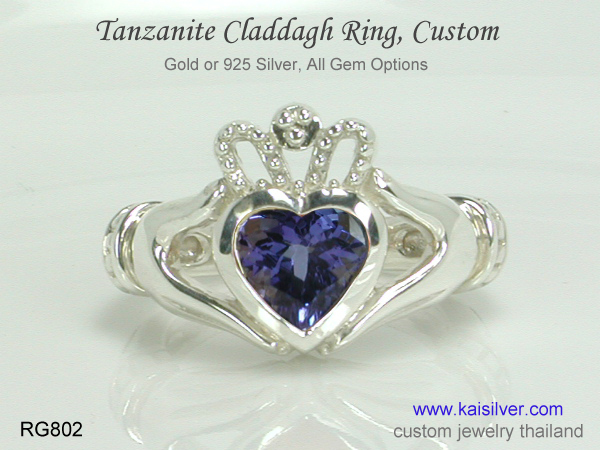 tanzanite silver or gold ring